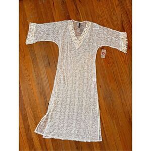 NWT Anthropologie XCVI Cream Lace Maxi Dress Beach Coverup Size S